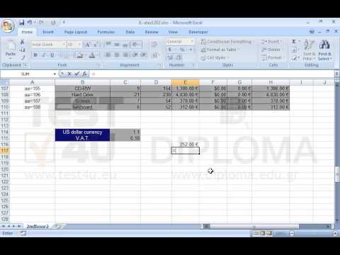 In the cell E116 enter a function that calculates the minimum cost for the cell range E3:E110 and in the cell E117 another function that returns the maximum cost for the same cell range. In the cell E116 enter a function that calculates the minimum cost for the cell range E3:E110 and in the cell E117 another function that returns the maximum cost for the same cell range.