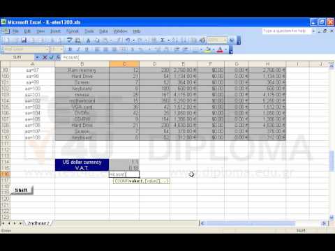 Insert in the cell C116 a function to count the total of cells containing numbers within the cell range C3:C110. Insert in the cell C116 a function to count the total of cells containing numbers within the cell range C3:C110.