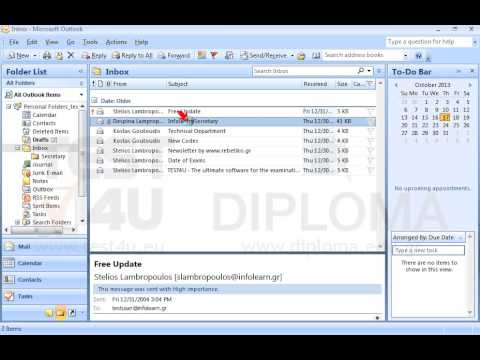 Move the email with the subject Infolearn Secretary from your Inbox into the Secretary subfolder. Move the email with the subject Infolearn Secretary from your Inbox into the Secretary subfolder.