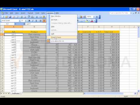 Freeze panes in the active spreadsheet for the first two rows.