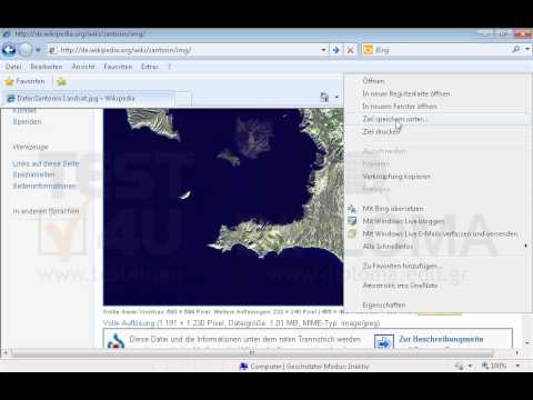 Klicken Sie auf das Bild der Insel Santorin. Speichern Sie dann das Bild in 744 x 768 Pixel im Ordner TEST4U_IE, der sich auf dem Desktop befindet.