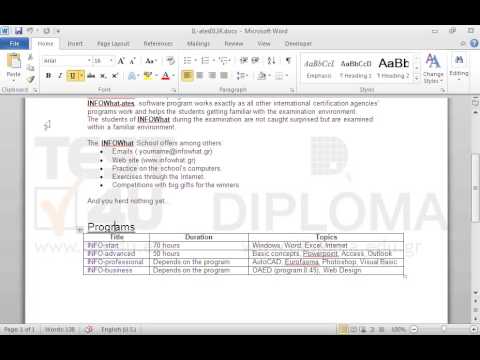 Copy the format of the word Programs only (it is just above the table), using Format Painter and apply it to the headings of the columns. Copy the format of the word Programs only (it is just above the table), using Format Painter and apply it to the headings of the columns.