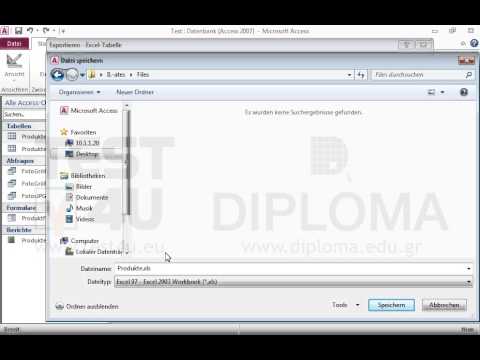 Exportieren Sie die Tabelle Produkte im Ordner IL-ates\files auf Ihrem Desktop im Excel 97 - Excel 2003 Workbook unter dem Namen Buch1.xls Exportieren Sie die Tabelle Produkte im Ordner IL-ates\files auf Ihrem Desktop im Excel 97 - Excel 2003 Workbook unter dem Namen Buch1.xls