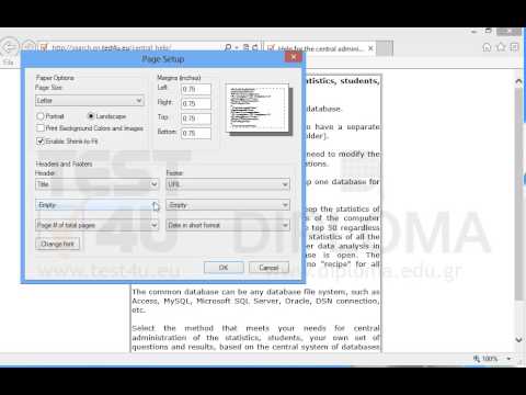 Change the orientation of the printed page into Landscape and then print the page to the default printer. Change the orientation of the printed page into Landscape and then print the page to the default printer.