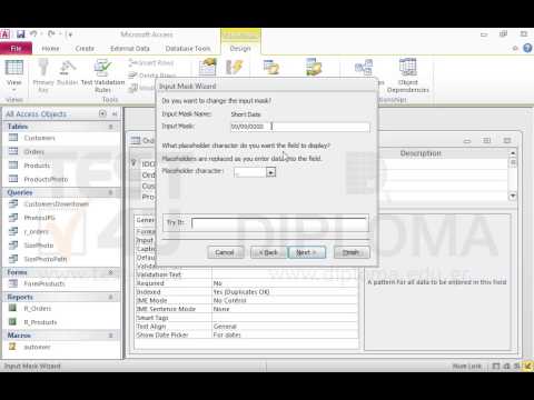 Use the month/day/year form which displays each item in two digits (e.g. 07/14/13) to set an input mask to the OrderDate field of the Orders table. Save and close the table. Use the month/day/year form which displays each item in two digits (e.g. 07/14/13) to set an input mask to the OrderDate field of the Orders table. Save and close the table.