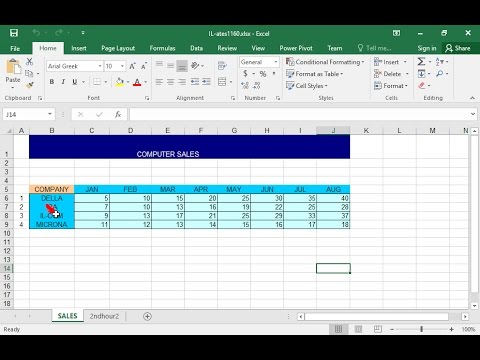 Delete the contents of the cell range B8:J8 in the SALES worksheet.