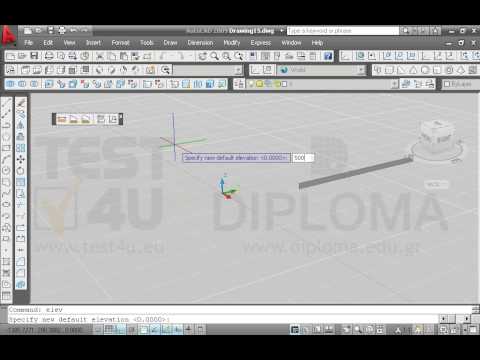Σε ενα νέο σχέδιο σε τρισδιάστατο πρότυπο (acadiso3D.dwt), ρυθμίστε την μεταβλητή Thickness σε 50 μονάδες και σχεδιάστε μία γραμμή με σημείο αρχής το (250,530) και μήκος 1250 μονάδες δεξιά και παράλληλα με τον άξονα Υ. Στη συνέχεια με την κατάλληλη εντολή, ρυθμίστε την μεταβλητή Elevation σε 500 μονάδες και ταυτόχρονα την μεταβλητή Thickness σε 100 μονάδες και σχέδιαστε μία γραμμή με σημείο αρχής το (250,530) και μήκος 1250 μονάδες προς τα δεξιά και παράλληλα με τον άξονα Υ.