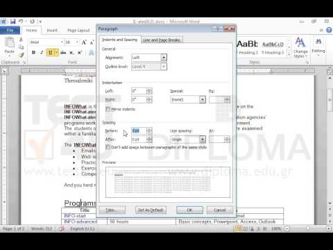 Find the paragraph Programs. Then change spacing after paragraph into 13pt and spacing before paragraph into 10pt.