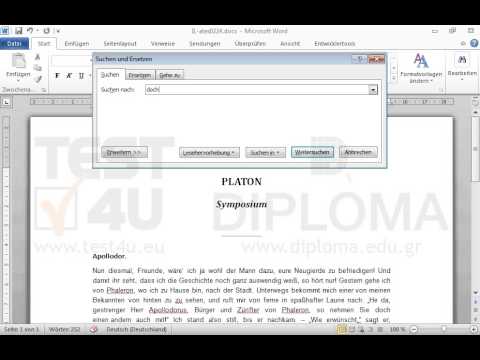 Finden Sie mithilfe des Dialogfensters Suche das zweite Vorkommen des Wortes doch