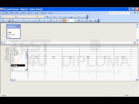 Create a new query named all_products to retrieve the total number of records of the Products table. Use total as name for the calculated field. 