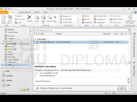 Move the email displayed in the Secretary subfolder into the Sent Items folder. Move the email displayed in the Secretary subfolder into the Sent Items folder.