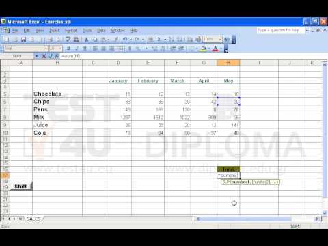 Navigate to the cell H17 of the active worksheet and use the appropriate function to display the total of the cell range H6:H9.