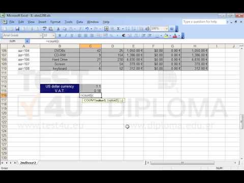 In the cell A1 enter a function that counts non blank cells for the cell range A3:A15000.
Also, in the cell C116 enter a function that returns the number of cells that contain numbers for the cell range C3:C110 and in the cell C117 enter another function to return non blank cells for the same cell range. Save the workbook. In the cell A1 enter a function that counts non blank cells for the cell range A3:A15000.
Also, in the cell C116 enter a function that returns the number of cells that contain numbers for the cell range C3:C110 and in the cell C117 enter another function to return non blank cells for the same cell range. Save the workbook.