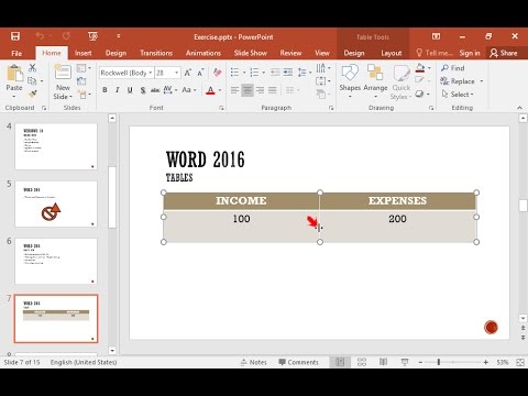 Change the width of the first column of the table which appears on the seventh slide.