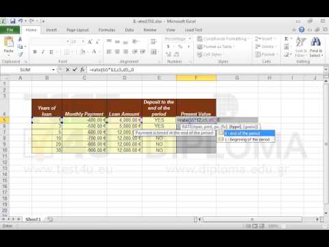 Insert the appropriate functions in the cell range F5:F10 that calculate the interest per period. Necessary data are provided in the cell range B5:E10.