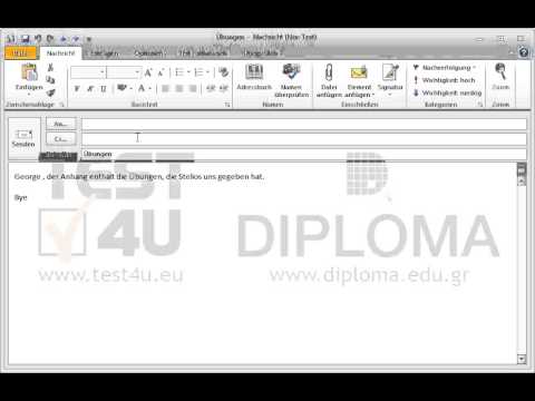 Entfernen Sie die angehängte Datei der Nachricht mit dem Betreff Übungen, die sich im Ordner Entwürfe befindet. Senden Sie dann die Nachricht an die E-Mail-Adresse test@infolearn.gr ab. 