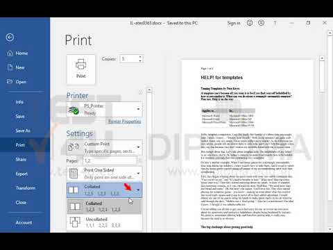 Print the first 2 pages in 5 copies without collation.