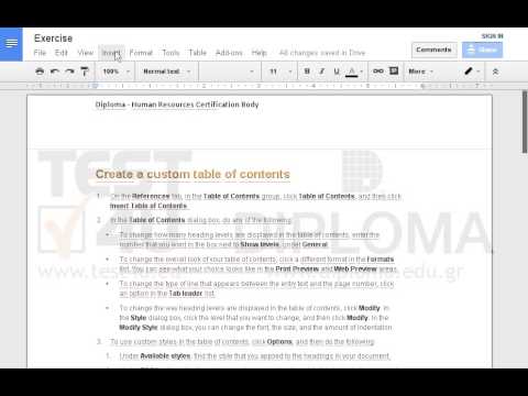 Apply all necessary formats on the document appearing on your screen, so that it looks like the document appearing on file Exercise.pdf. Apply all necessary formats on the document appearing on your screen, so that it looks like the document appearing on file Exercise.pdf.