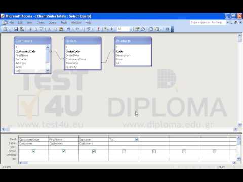 Insert a new field named Total in the ClientsSalesTotals query that will sum up the sales values (quantities by prices) for every client. Also, apply the appropriate relationship between the two tables. Save the changes. Insert a new field named Total in the ClientsSalesTotals query that will sum up the sales values (quantities by prices) for every client. Also, apply the appropriate relationship between the two tables. Save the changes.