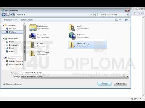 Speichern Sie das Ergebnis vom Link Über TEST4USearch von der aktuellen Seite im Ordner TEST4U_IE, der sich auf dem Desktop befindet, unter dem Standard-Dateinamen, ohne die Webseite zu besuchen. 