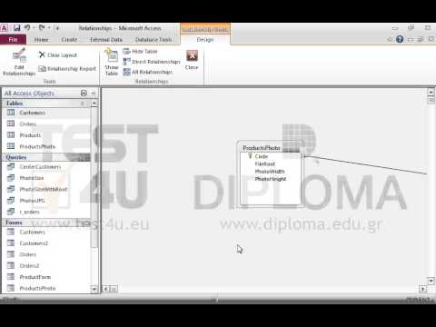 Modify the relationship between the Products and ProductsPhoto tables so that changes to the Code field of the Products table are reflected to the respective record in the ProductsPhoto table. Make sure the same condition applies to the deletion of records.