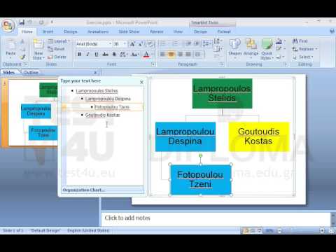 Change the employees structure on the Organization Chart so that Fotopoulou Tzeni is Lampropoulos Stelios’s subordinate.