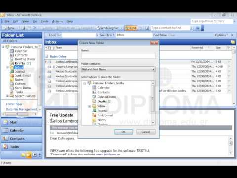Create a subfolder under the name Technical Department in your Inbox and open it. Create a subfolder under the name Technical Department in your Inbox and open it.