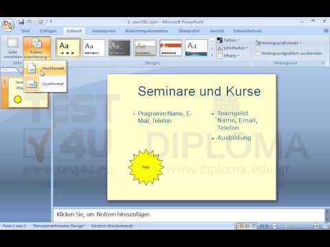 Ändern Sie die Ausrichtung der aktuellen Präsentation auf Hochformat. Ändern Sie die Ausrichtung der aktuellen Präsentation auf Hochformat.