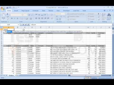 Enter the appropriate data in the cell range Á4:J5 and use the right function in the cell A1, to sum the TotalValue of Maria Anders orders (for total order values higher than 1000) and the sum of Thomas Hardy orders (for total order values less than 1000). Enter the appropriate data in the cell range Á4:J5 and use the right function in the cell A1, to sum the TotalValue of Maria Anders orders (for total order values higher than 1000) and the sum of Thomas Hardy orders (for total order values less than 1000).