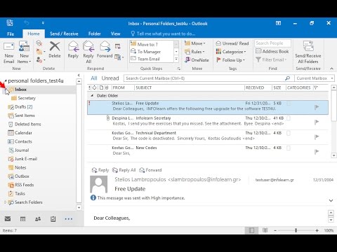 Move the email displayed in the Secretary subfolder into the Sent Items folder. Move the email displayed in the Secretary subfolder into the Sent Items folder.