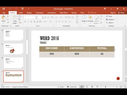 Insert one new column and two rows in the table which appears on the seventh slide.