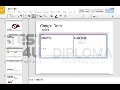 Modify the width and the height of the table which appears on the seventh slide. Modify the width and the height of the table which appears on the seventh slide.