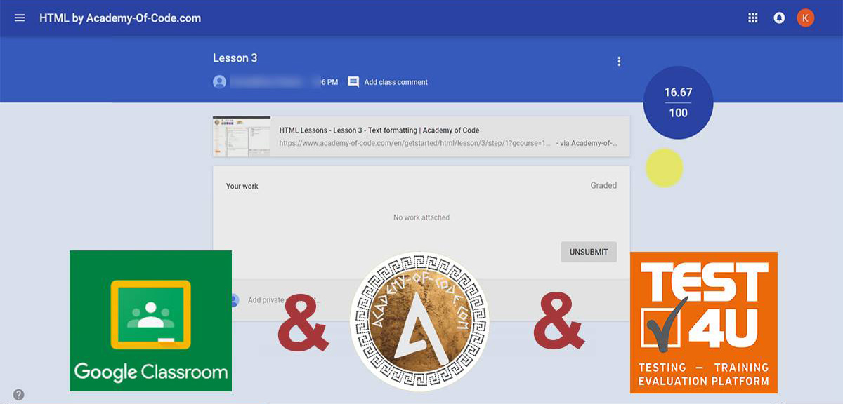 Google Classroom Academy Of Code Test4u