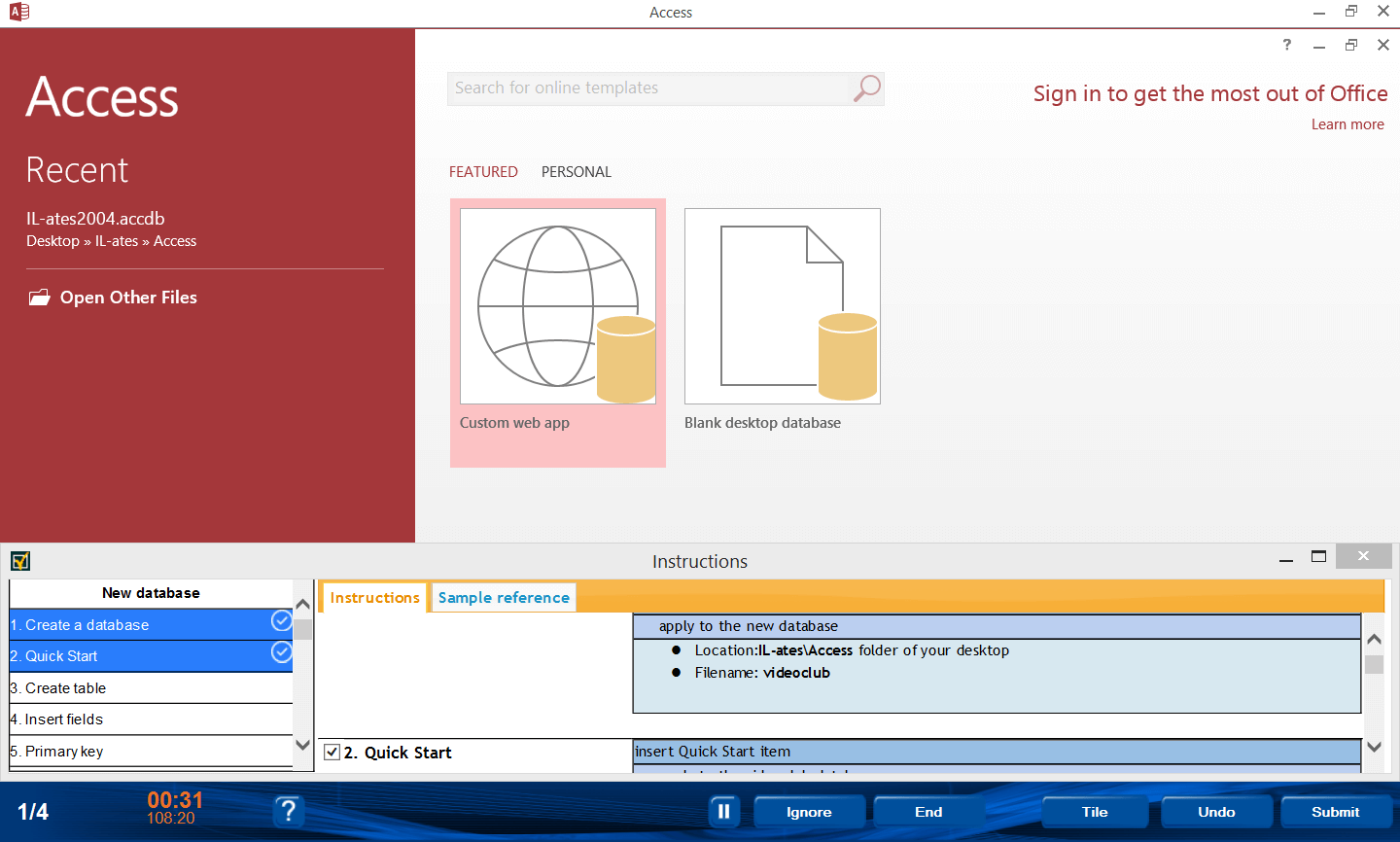 TEST4U MOS Access 2013 77-424 Test contains exercises which cover the entire syllabus of Certiport Certification Body Exam 77-424.