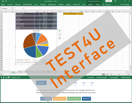 compare test4u mos exam inteface excel 2